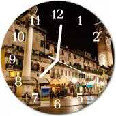 Tulup Glasuhr Wanduhr Küchenuhr Echt-Glas 30fi cm Stadt Nacht mehrfarbig