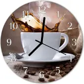 Tulup Glasuhr Wanduhr Küchenuhr Echt-Glas 30fi cm Kaffee braun