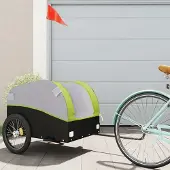 vidaXL Möbel Fahrradanhänger Schwarz und Grün 45 kg Eisen - Fahrradanhänger &45393