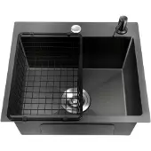 GreatDEshop2021 Spülen 45*40*20cm Edelstahlspüle Moderne Küchenspüle (Schwarz Grau)