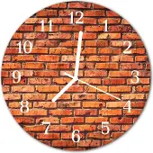 Tulup Glasuhr Wanduhr Küchenuhr Echt-Glas 30fi cm Ziegel Mauer rot