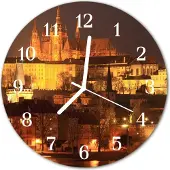 Tulup Glasuhr Wanduhr Küchenuhr Echt-Glas 30fi cm Prag gelb