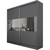 Masseno Schiebetürenschrank ROSALIA 200 cm Kleiderschrank Schlafzimmer Schrank 2-türig mit Spiegel Grau