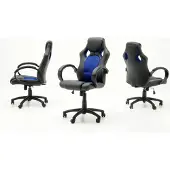 MCA Chefsessel höhenverstellbar RICKY mit Wippfunktion Schwarz / Blau | 1