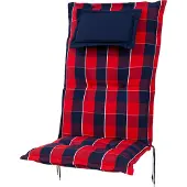 Kettler Auflage Hochlehner Rom 0851 rot-blau kariert 123x50x9 cm KETTtex