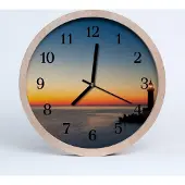 Tulup Holzuhr 30fi cm wanduhr - Leuchtturm-Landschaft