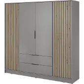 Masseno Drehtürenschrank NELIANA 206 cm Kleiderschrank Schlafzimmer Schrank 4-türig Grau