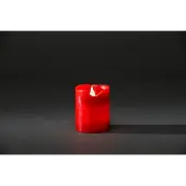 Konstsmide - LED Echtwachskerze, rot, zerlaufene Wachsoptik, mit an/aus Schalter und Lichtsensor, 10 cm, 2 warm weiß flackernde Dioden, batteriebetrieben, Innen, 2 x AA 1.5V (exkl.); 1967-550