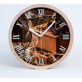 Tulup Holzuhr 20fi cm wanduhr - weiße Spitzen - Kaffeebohnen