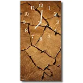 Tulup Glasuhr Wanduhr Küchenuhr Echt-Glas 30x60 Holzmuster Braun
