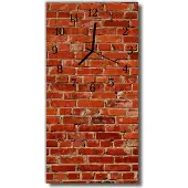 Tulup Glasuhr Wanduhr Küchenuhr Echt-Glas 30x60 Ziegeln Rot