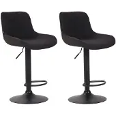 CLP 2er Set Barhocker Lentini Stoff schwarz schwarz