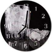 Tulup Glasuhr Wanduhr Küchenuhr Echt-Glas 30fi cm Eis schwarz