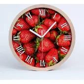 Tulup Holzuhr 20fi cm wanduhr - weiße Spitzen - Erdbeeren
