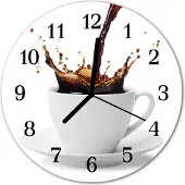 Tulup Glasuhr Wanduhr Küchenuhr Echt-Glas 30fi cm Kaffee weiß