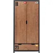 Möbelando Drehtürenschrank >ALEX< in Kiefer gebürstet - 100x200x55 (BxHxT)