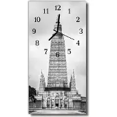 Tulup Glasuhr Wanduhr Küchenuhr Echt-Glas 30x60 Aussicht Grau