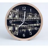 Tulup Holzuhr 30fi cm wanduhr - Architektur Brücke Nacht