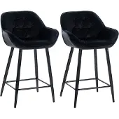 CLP 2er Set Barhocker Gibson 76 Samt schwarz