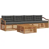 vidaXL Outdoor-Sofagarnitur 5 Stk. Natur und Anthrazit