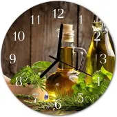 Tulup Glasuhr Wanduhr Küchenuhr Echt-Glas 30fi cm Öl braun