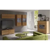 Lomadox Wohnmöbel Set in Eiche Gold Nb. mit LED Beleuchtung CAIRNS-132