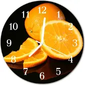 Tulup Glasuhr Wanduhr Küchenuhr Echt-Glas 30fi cm Orangen orange