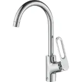 Laveo BADLAND Küchenarmatur Wasserhahn TIERRA Küchenmischer für Küche in Silber