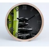 Tulup Holzuhr 30fi cm wanduhr - schwarze Spitzen - Bambus
