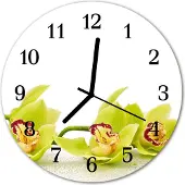 Tulup Glasuhr Wanduhr Küchenuhr Echt-Glas 30fi cm Orchidee gelb