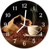 Tulup Glasuhr Wanduhr Küchenuhr Echt-Glas 30fi cm Kaffeebohnen braun