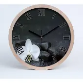 Tulup Holzuhr 20fi cm wanduhr - schwarze Spitzen - Orchidee
