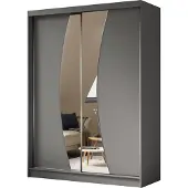 Masseno Schiebetürenschrank VOCE 160 cm Kleiderschrank Schlafzimmer Schrank 2-türig mit Spiegel Grau