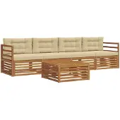 vidaXL Outdoor-Sofagarnitur 5 Stk. Natur und Beige