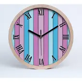 Tulup Holzuhr 20fi cm wanduhr - schwarze Spitzen - bunte Streifen