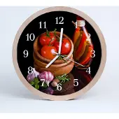 Tulup Holzuhr 20fi cm wanduhr - Knoblauch Tomaten