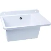 Aqbau Ausgussbecken 505mm Waschbecken Spülbecken Mit Ausziehbarem Einhandmischer Weiß Granit
