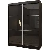 Masseno Schiebetürenschrank VITALE 150 cm Kleiderschrank Schlafzimmer Schrank 2-türig Schwarz