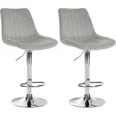CLP 2er Set Barhocker Toni Samt chrom grau