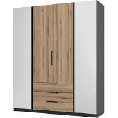 Masseno Drehtürenschrank CAGLIARI 200 cm Kleiderschrank Schlafzimmer Schrank 4-türig mit Spiegel Schwarz