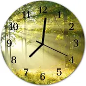 Tulup Glasuhr Wanduhr Küchenuhr Echt-Glas 30fi cm Wald grün