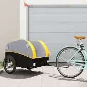 vidaXL Möbel Fahrradanhänger Schwarz und Gelb 45 kg Eisen - Fahrradanhänger &20129