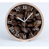 Tulup Holzuhr 25fi cm wanduhr - weiße Spitzen - Kaffeebohnen