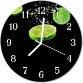 Tulup Glasuhr Wanduhr Küchenuhr Echt-Glas 30fi cm Limetten grün schwarz