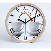 Tulup Holzuhr 25fi cm wanduhr - schwarze Spitzen - rieselfähigen Kaffee