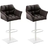 Mendler 2er Set Barhocker HLO-CP1 Kunstleder weiß braun