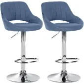 CLP 2er Set Barhocker Milet Stoff C blau