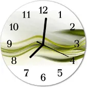 Tulup Glasuhr Wanduhr Küchenuhr Echt-Glas 30fi cm Abstrakte Linien grün
