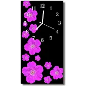 Tulup Glasuhr Wanduhr Küchenuhr Echt-Glas 30x60 Blumen Mehrfarbig