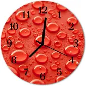 Tulup Glasuhr Wanduhr Küchenuhr Echt-Glas 30fi cm Wassertropfen rot